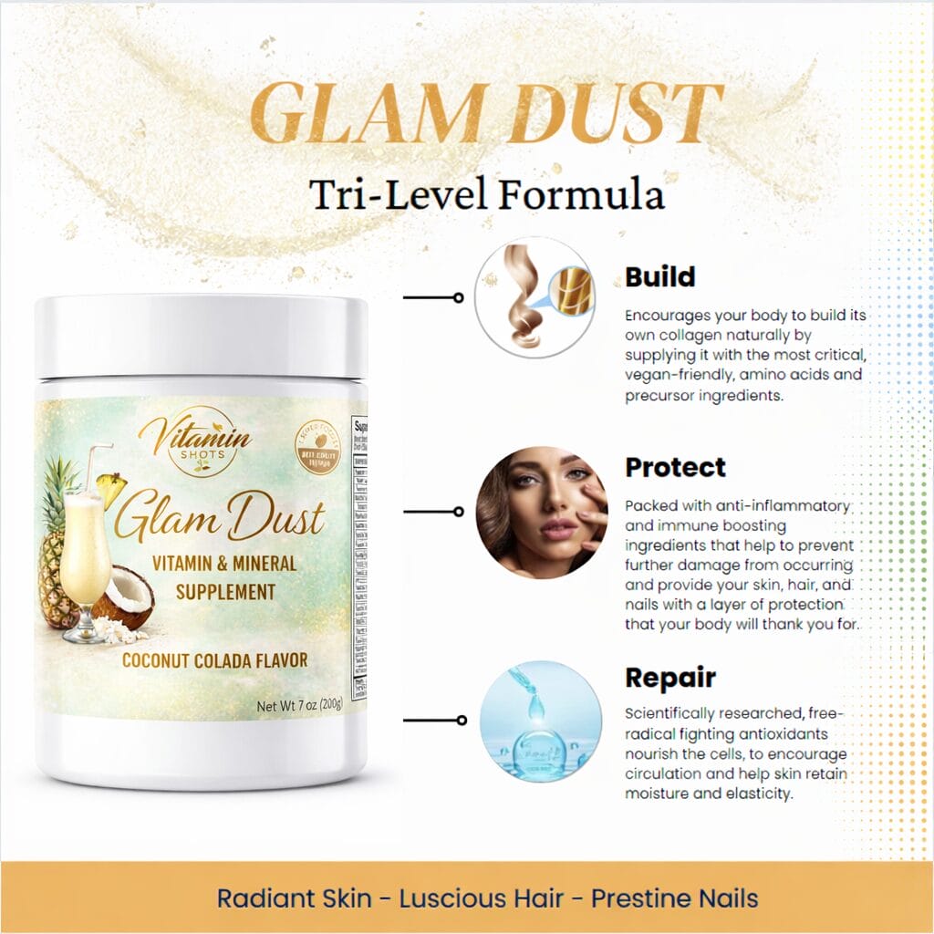 Glam Dust Product Features Infographic