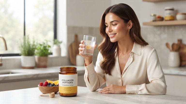 woman drinking collagen peptides